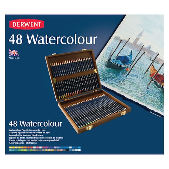 Derwent® Watercolor Pencil 48 Color Wood Box Set